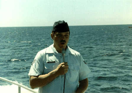 Air Force Staff Sergeant Rich Walrath, under way in the Fayal-Pico
Channel, 1987